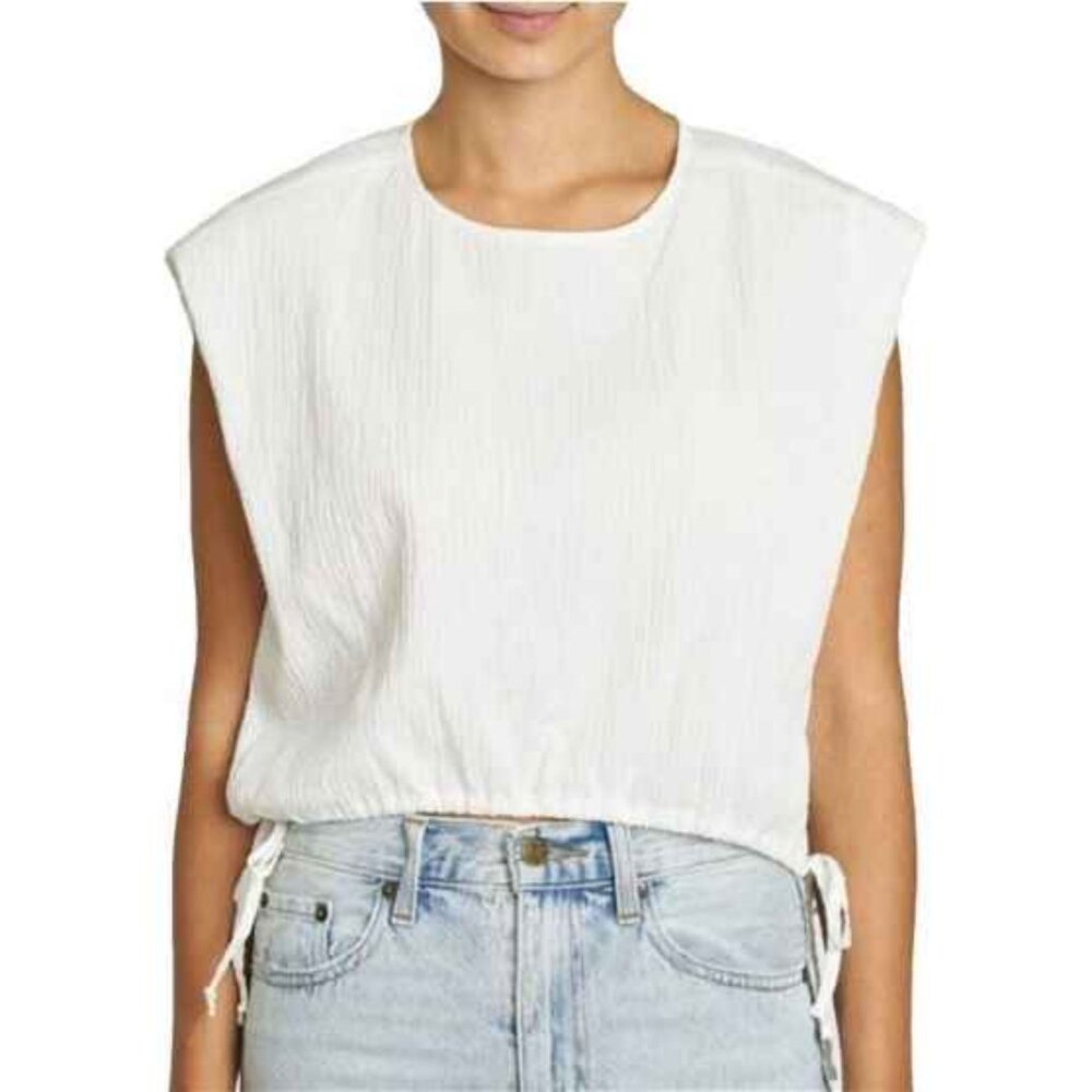 New Pistola Adriana white tie hem Le Blanc crop top S